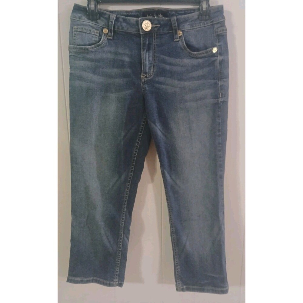 Baby Phat Y2K Gold Foil Logo Seat Crop Jeans-Size 7 - Picture 2 of 8